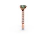 Rose gold Fancy Green Princess  Milgrain Pave Diamond Engagement Ring with Four-Prong Setting_2