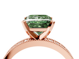 Rose gold Fancy Green Princess  Milgrain Pave Diamond Engagement Ring with Four-Prong Setting_4