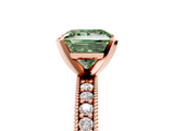 Rose gold Fancy Green Princess  Milgrain Pave Diamond Engagement Ring with Four-Prong Setting_5