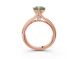 Rose gold Fancy Green Princess  Solitaire Beaded Band Six-Prong Setting_3