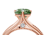 Rose gold Fancy Green Princess  Solitaire Beaded Band Six-Prong Setting_4