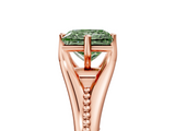 Rose gold Fancy Green Princess  Solitaire Beaded Band Six-Prong Setting_5