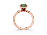 Rose gold Fancy Green Princess  Solitaire Beaded Band with Four-Prong Setting_3