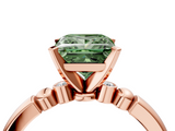 Rose gold Fancy Green Princess  Solitaire Beaded Band with Four-Prong Setting_4