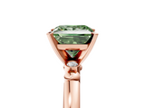 Rose gold Fancy Green Princess  Solitaire Beaded Band with Four-Prong Setting_5