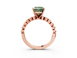 Rose gold Fancy Green Princess  Solitaire Bezel Accent Diamond Engagement Ring with Beaded Band and Four-Prong Setting_3