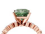Rose gold Fancy Green Princess  Solitaire Bezel Accent Diamond Engagement Ring with Beaded Band and Four-Prong Setting_4