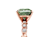 Rose gold Fancy Green Princess  Solitaire Bezel Accent Diamond Engagement Ring with Beaded Band and Four-Prong Setting_5