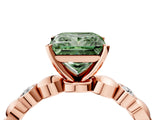Rose gold Fancy Green Princess  Solitaire Bezel-Set Diamond Ring with Beaded Band and Four-Prong Setting_54