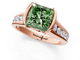 Rose gold Fancy Green Princess  Solitaire Bezel-Set Diamond Ring with Channel-Set Band_1
