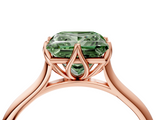 Rose gold Fancy Green Princess  Solitaire Cathedral Diamond Ring with Six-Prong Setting_4