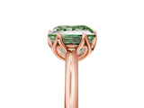 Rose gold Fancy Green Princess  Solitaire Cathedral Diamond Ring with Six-Prong Setting_5
