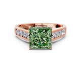 Rose gold Fancy Green Princess  Solitaire Channel-Set Diamond Engagement Ring with Four-Prong Setting_49