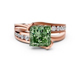 Rose gold Fancy Green Princess  Solitaire Channel-Set Split Shank Ring with Tension Prong Setting_3