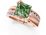 Rose gold Fancy Green Princess  Solitaire Channel-Set Split Shank Ring with Tension Prong Setting_4