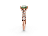 Rose gold Fancy Green Princess  Solitaire Chevron Pave Diamond Engagement Ring with Six-Prong Setting_2