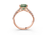 Rose gold Fancy Green Princess  Solitaire Chevron Pave Diamond Engagement Ring with Six-Prong Setting_3