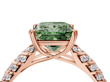 Rose gold Fancy Green Princess  Solitaire Chevron Pave Diamond Engagement Ring with Six-Prong Setting_4