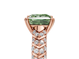 Rose gold Fancy Green Princess  Solitaire Chevron Pave Diamond Engagement Ring with Six-Prong Setting_5