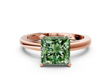 Rose gold Fancy Green Princess  Solitaire Diamond Engagement Ring with Four-Prong Setting on a Classic Band_3