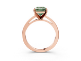 Rose gold Fancy Green Princess  Solitaire Diamond Engagement Ring with Four-Prong Setting on a Classic Band_6