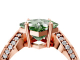 Rose gold Fancy Green Princess  Solitaire Diamond Engagement Ring with Pave Band and Four-Prong Setting