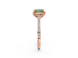 Rose gold Fancy Green Princess  Solitaire Diamond Engagement Ring with Pave Band and Six-Prong Setting_2
