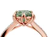 Rose gold Fancy Green Princess  Solitaire Diamond Engagement Ring with Pave Band and Six-Prong Setting_4