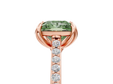 Rose gold Fancy Green Princess  Solitaire Diamond Engagement Ring with Pave Band and Six-Prong Setting_5