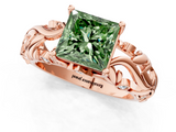 Rose gold Fancy Green Princess  Solitaire Diamond Leaf Vine Band with Prong Setting_1