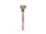 Rose gold Fancy Green Princess  Solitaire Diamond Pavé Band with Four-Prong Setting_2