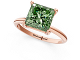 Rose gold Fancy Green Princess  Solitaire Diamond Ring with 4-Prong Setting on a Classic Band_4