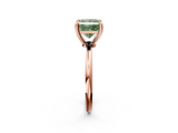 Rose gold Fancy Green Princess  Solitaire Diamond Ring with 4-Prong Setting on a Classic Band_5