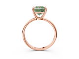 Rose gold Fancy Green Princess  Solitaire Diamond Ring with 4-Prong Setting on a Classic Band_6