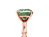 Rose gold Fancy Green Princess  Solitaire Diamond Ring with Bamboo Band and Four-Prong Setting_5