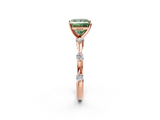 Rose gold Fancy Green Princess  Solitaire Diamond Ring with Bezel Set Side Stones and Prong Setting_2