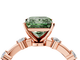 Rose gold Fancy Green Princess  Solitaire Diamond Ring with Bezel Set Side Stones and Prong Setting_4