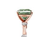 Rose gold Fancy Green Princess  Solitaire Diamond Ring with Bezel Set Side Stones and Prong Setting_5