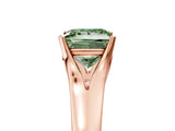 Rose gold Fancy Green Princess  Solitaire Diamond Ring with Cathedral Band and Four-Prong Setting_34