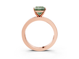Rose gold Fancy Green Princess  Solitaire Diamond Ring with Channel-Set Baguette Band and Four-Prong Setting_3