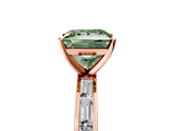 Rose gold Fancy Green Princess  Solitaire Diamond Ring with Channel-Set Baguette Band and Four-Prong Setting_5