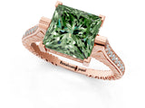 Rose gold Fancy Green Princess  Solitaire Diamond Ring with Channel Set Band and Bezel Prong Setting_53