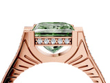 Rose gold Fancy Green Princess  Solitaire Diamond Ring with Channel Set Band and Bezel Prong Setting_56