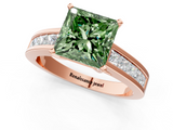 Rose gold Fancy Green Princess  Solitaire Diamond Ring with Channel-Set Band and Four-Prong Setting_4