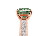 Rose gold Fancy Green Princess  Solitaire Diamond Ring with Channel-Set Band and Four-Prong Setting_8