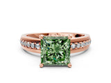Rose gold Fancy Green Princess  Solitaire Diamond Ring with Channel Set Band and Six-Prong Setting_29