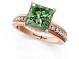 Rose gold Fancy Green Princess  Solitaire Diamond Ring with Channel Set Band and Six-Prong Setting_30