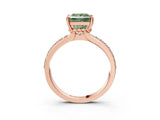 Rose gold Fancy Green Princess  Solitaire Diamond Ring with Channel Set Band and Six-Prong Setting_32