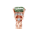 Rose gold Fancy Green Princess  Solitaire Diamond Ring with Filigree Band and Four-Prong Setting_5