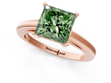 Rose gold Fancy Green Princess  Solitaire Diamond Ring with Four-Prong Setting and Classic Band_4